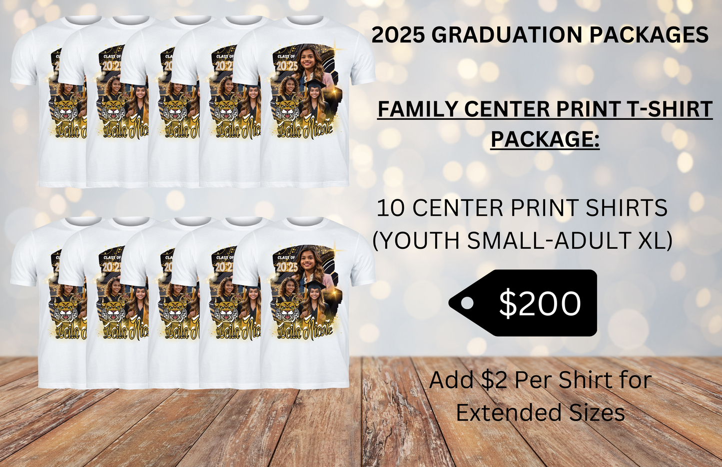 Family Custom 3D Partial T-Shirt Graduation Package