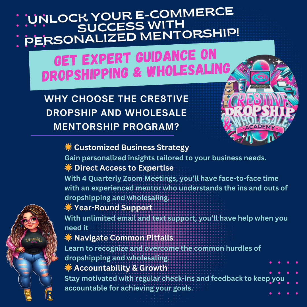 Cre8tive Dropship and Wholesale Academy- MONTHLY PAYMENT OPTION