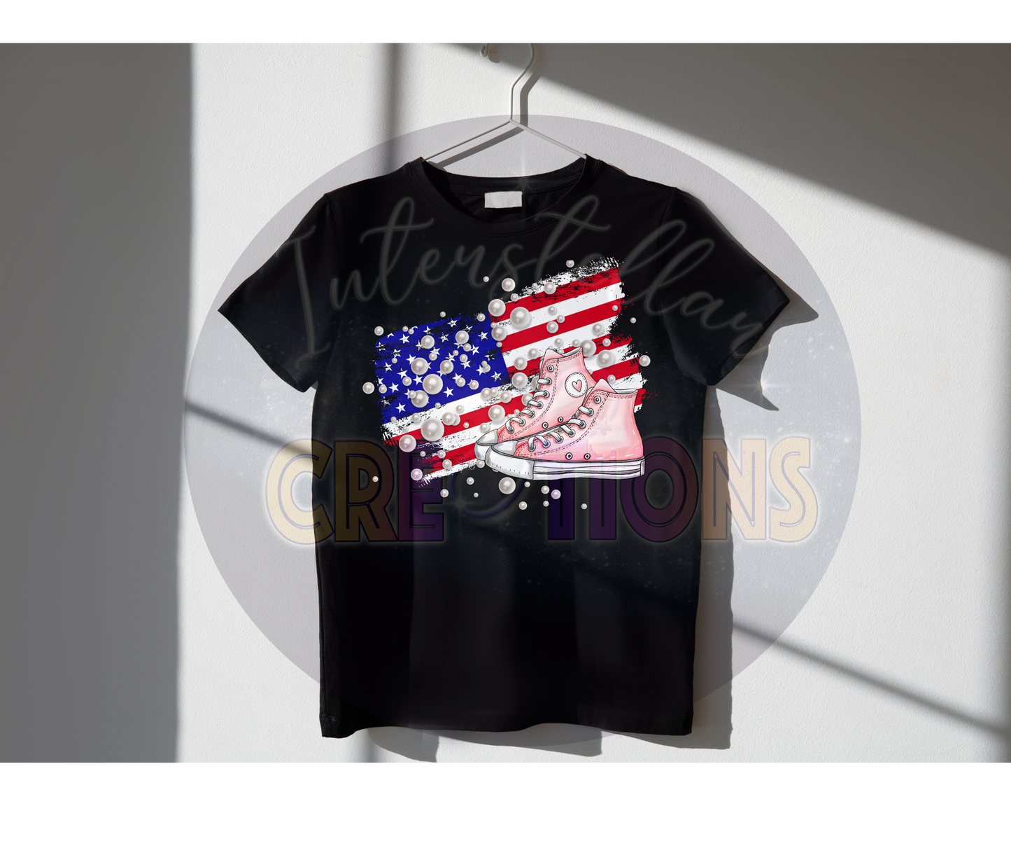 Star Spangled Chucks and Pearls PNG Design