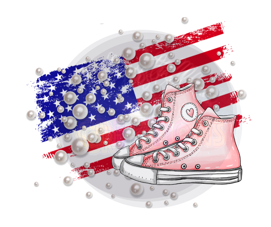 Star Spangled Chucks and Pearls PNG Design