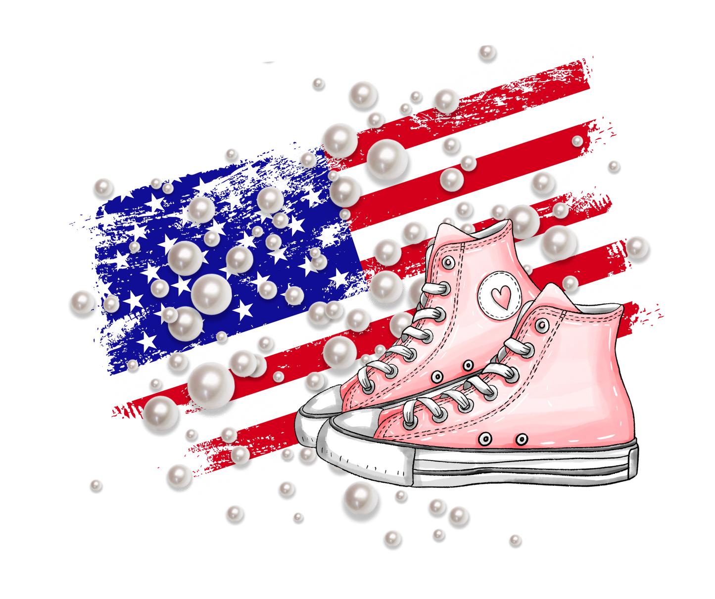 Star Spangled Chucks and Pearls DTF Transfer