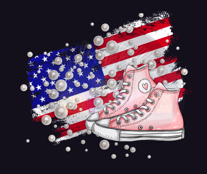 Star Spangled Chucks and Pearls PNG Design