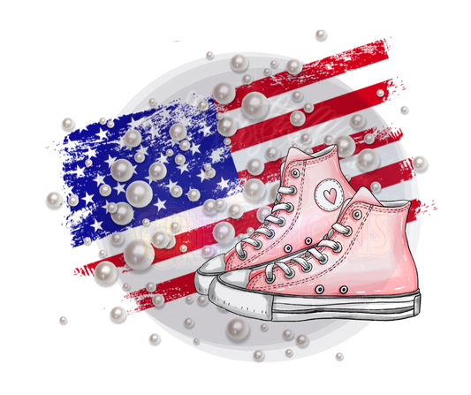 Star Spangled Chucks and Pearls PNG Design