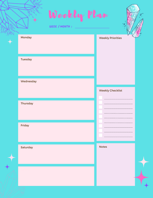 Creative Mindset Weekly Planning Sheets- PDF Versions