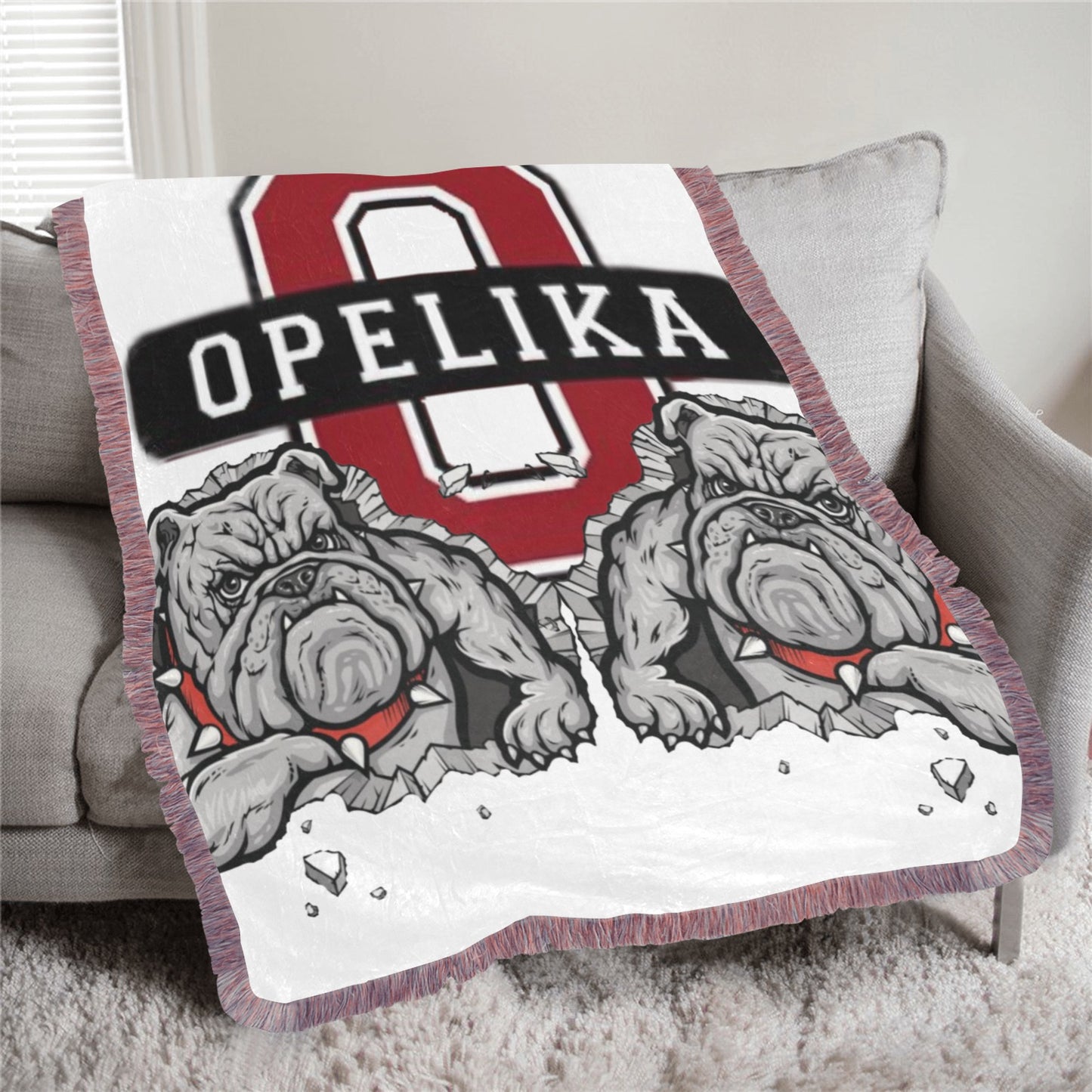 Opelika Bulldog Ultra-Soft Fringe Blanket 30"x40"