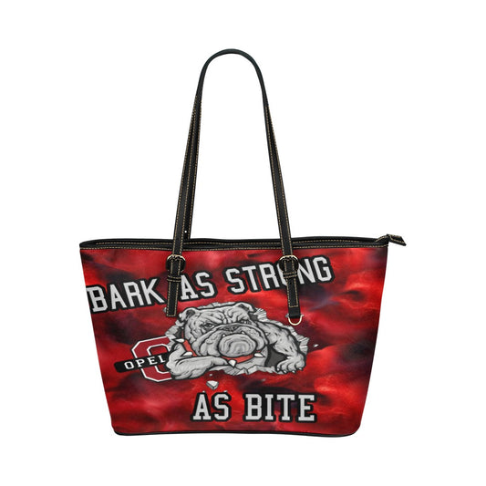 Leather Tote Bag/Large - Opelika Bulldogs