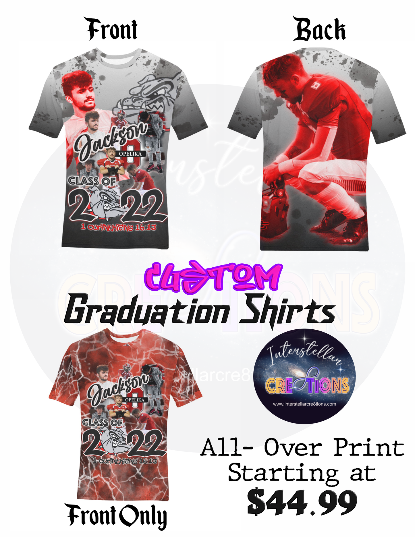 Custom 3D All Over Print Graduation Shirts