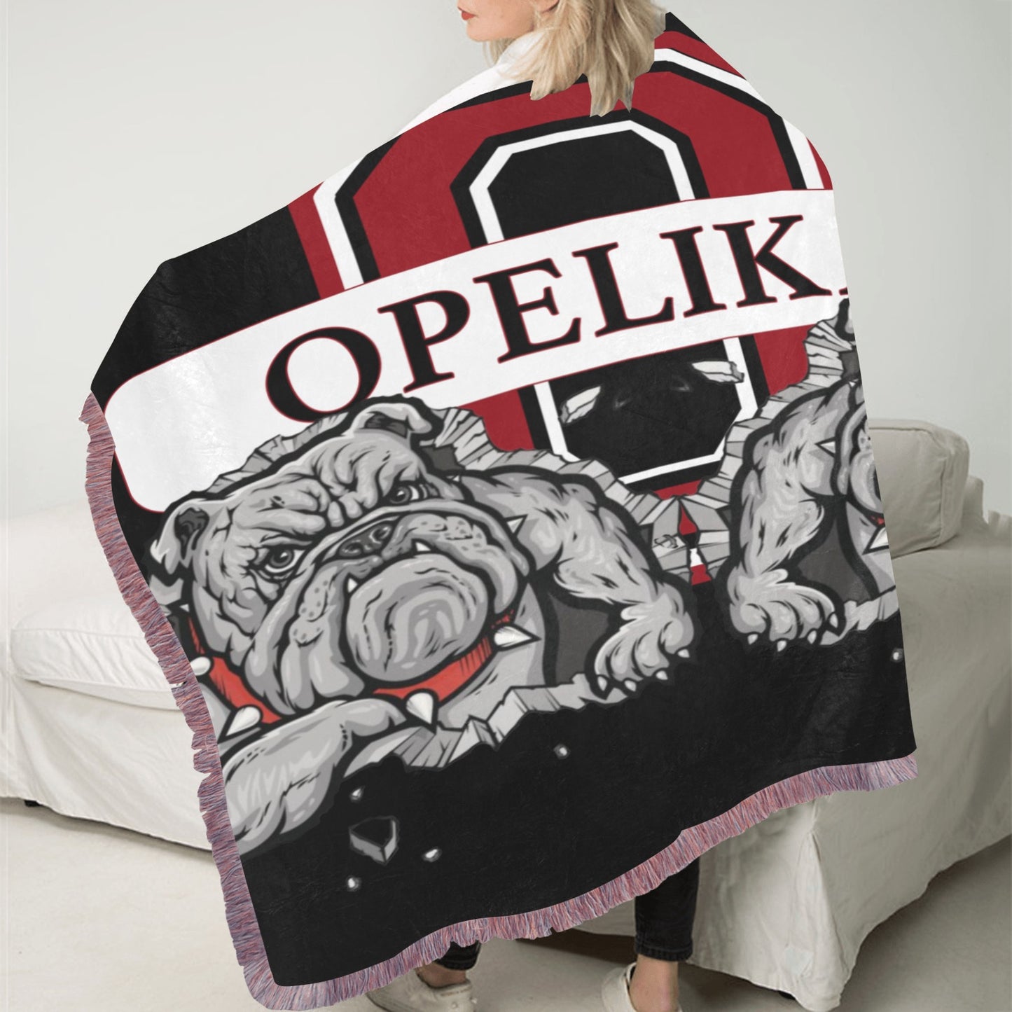 Opelika Bulldog Ultra-Soft Fringe Blanket 30"x40"