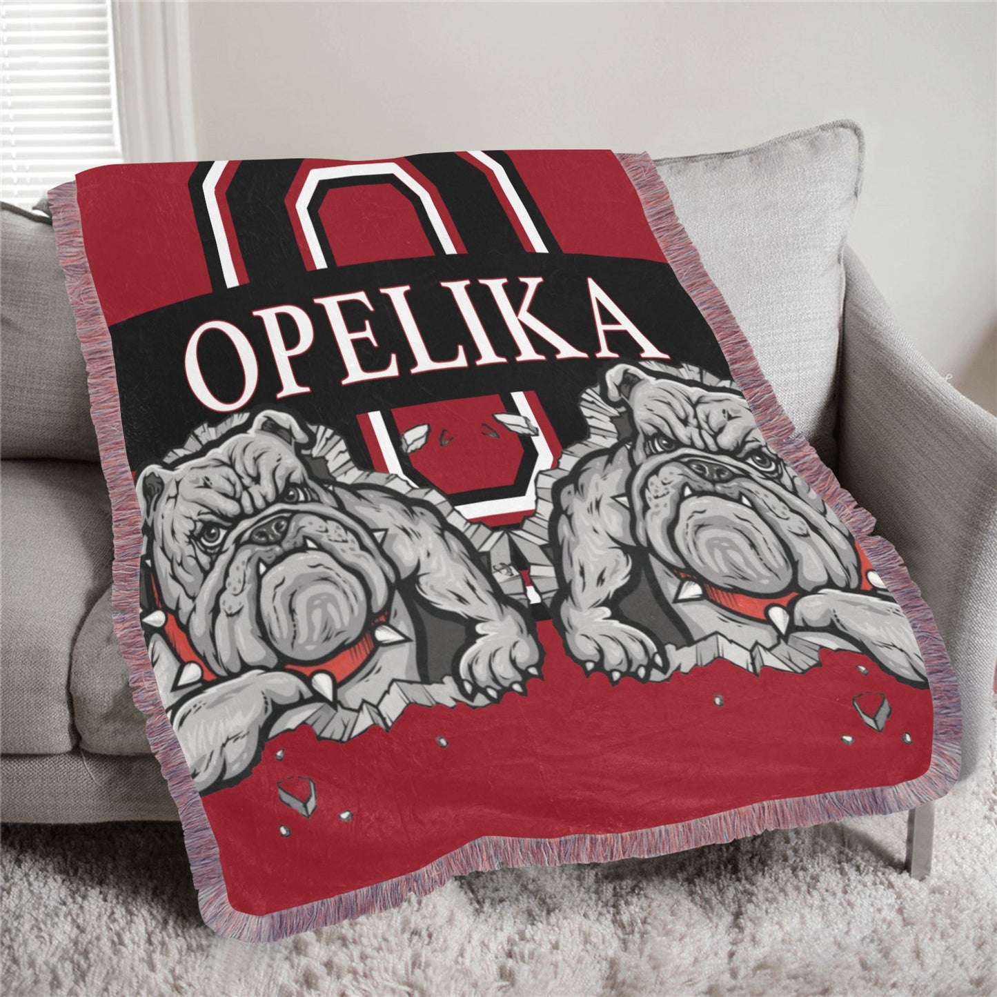 Opelika Bulldog Ultra-Soft Fringe Blanket 30"x40"