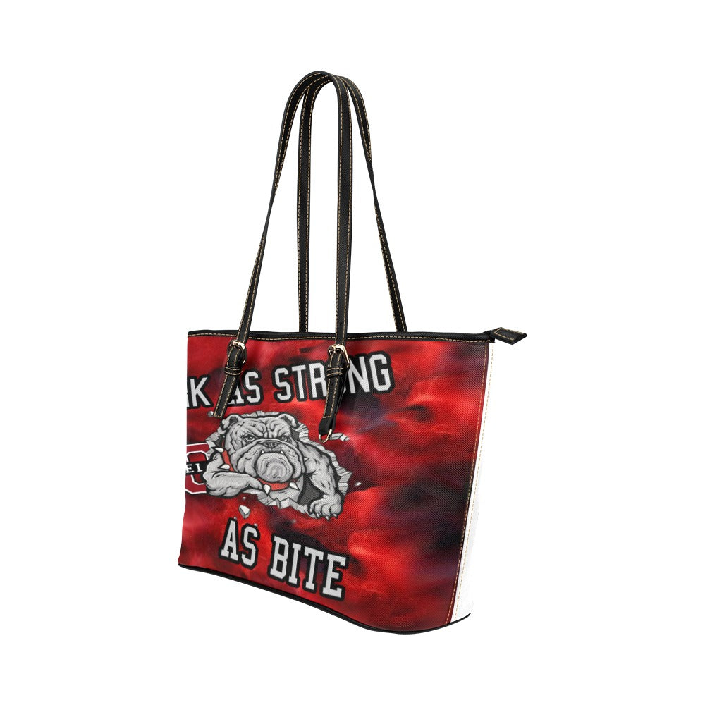 Leather Tote Bag/Large - Opelika Bulldogs